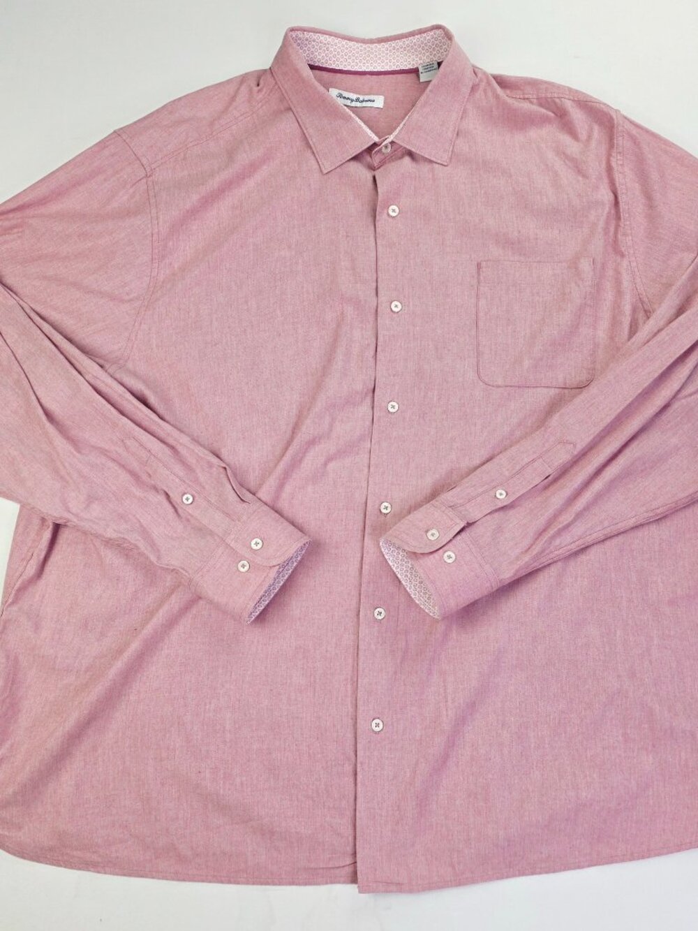 Tommy Bahama Lavender Rose Men Sz 3XLT Embroidered Logo Long Sleeve Pocket Shirt